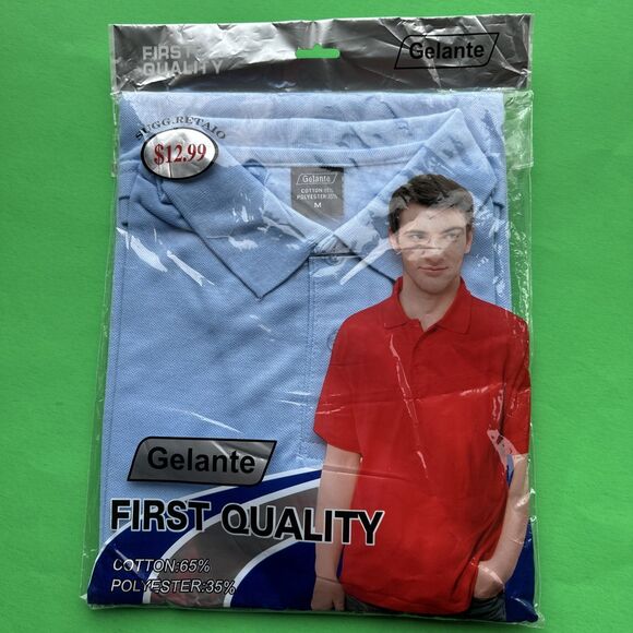 Gelante First Quality Polo Golf Shirt Size Medium New in Package-Light Blue - Picture 1 of 2